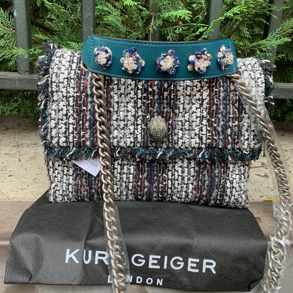 Authentic KURT GEIGER LONDON TWEED/leather Crosby - Picture 2 of 16